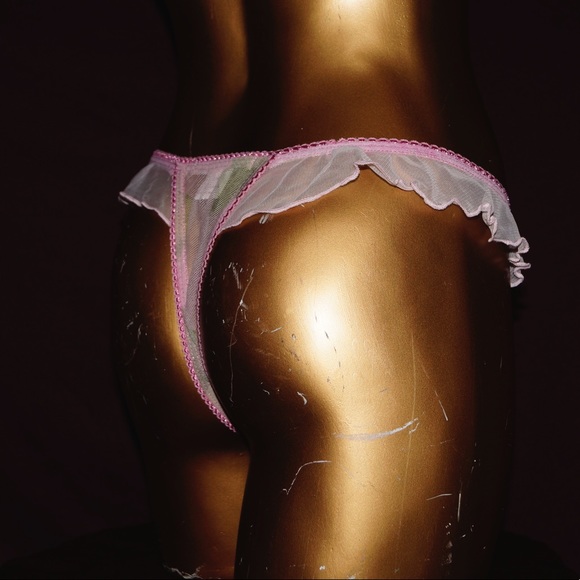 Pink Flirty Luxury Claire Pettibone Thong Ruffle Detail Size L - Picture 3 of 10